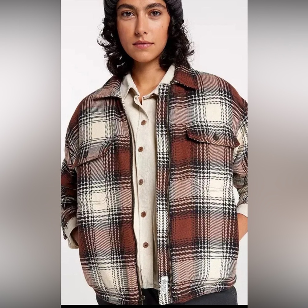 Alpine Design Brown & Cream Plaid Utility Jacket